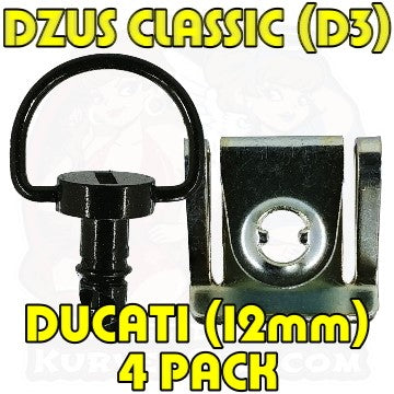 Dzus 12 mm D Ring Bolt Clip On Black 4 Pack Ducati 748