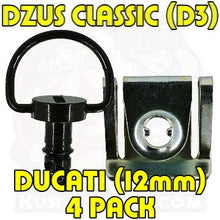 Load image into Gallery viewer, 4pc: Ducati 748, 916, 996, 998, Dzus Classic (D3), D-Ring, Black, WL=12mm
