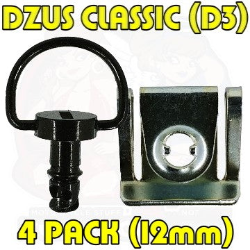 Dzus 12 mm D Ring Bolt Clip On Black 4 Pack