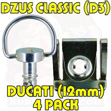 Dzus 12 mm D Ring Bolt Clip On Silver4 Pack Ducati 748