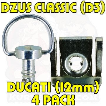 4pc: Ducati 748, 916, 996, 998, Dzus Classic (D3), D-Ring, Silver, WL=12mm