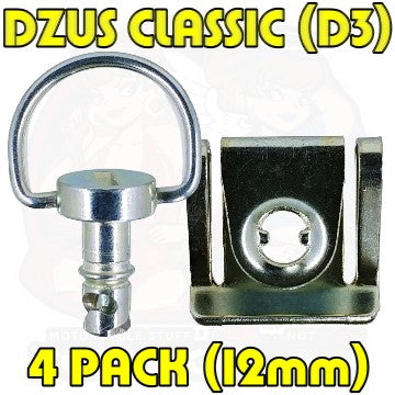 4pc: Fiberglass Bodywork, DZUS CLASSIC (D3), D-Ring, Clip-On, Silver, WL=12mm