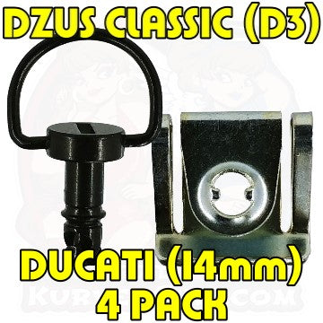 4pc: Ducati 749 and 999, Dzus Classic (D3), D-Ring, Black, WL=14mm