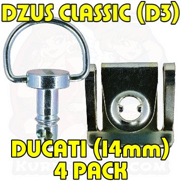 4pc: Ducati 749 and 999, Dzus Classic (D3), D-Ring, Silver, WL=14mm