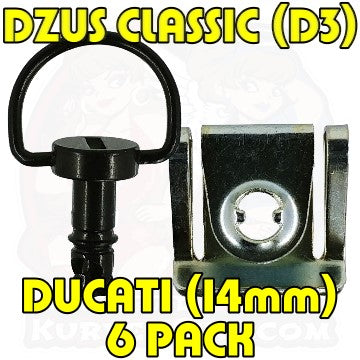 Dzus 14 mm D Ring Bolt Clip On Black 6 Pack Ducati 749