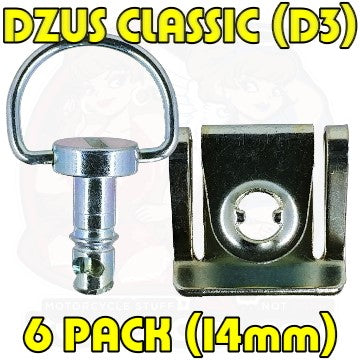 6pc: OEM Plastic Bodywork, DZUS CLASSIC (D3), D-Ring, Clip-On, Silver, WL=14mm