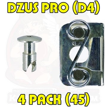 Dzus Pro D4 Button Head Bolt S-Spring Clip On Silver 45 4 Pack