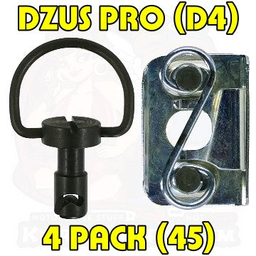 4pc: Fiberglass Bodywork, DZUS PRO (D4), D-Ring, S-Spring, Clip-On, Black, (45)