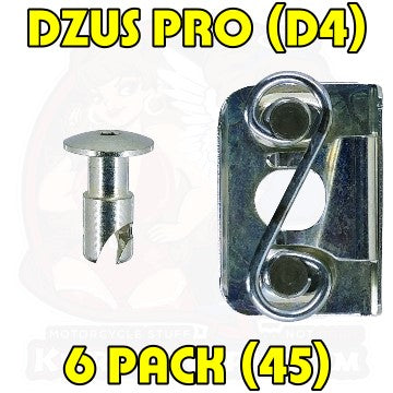 6pc: Fiberglass Bodywork, DZUS PRO (D4), Button Head, S-Spring, Clip-On, Silver, (45)