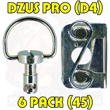 6pc: Fiberglass Bodywork, DZUS PRO (D4), D-Ring, S-Spring, Clip-On, Silver, (45)