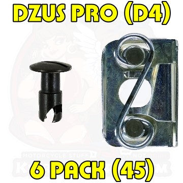 6pc: Fiberglass Bodywork, DZUS PRO (D4), Slot Head, S-Spring, Clip-On, Black, (45)