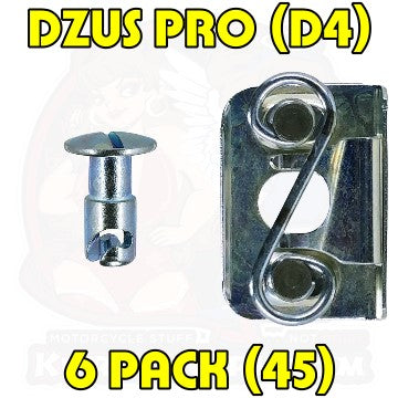 6pc: Fiberglass Bodywork, DZUS PRO (D4), Slot Head, S-Spring, Clip-On, Silver, (45)