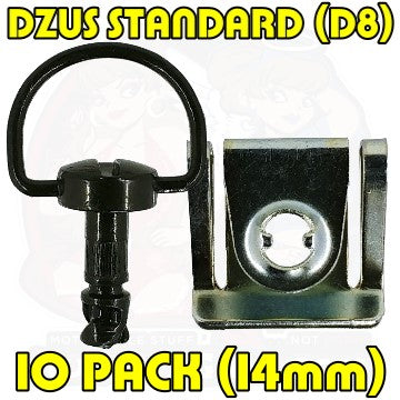 Dzus D8 14 mm D Ring Clip On Black 10 Pack