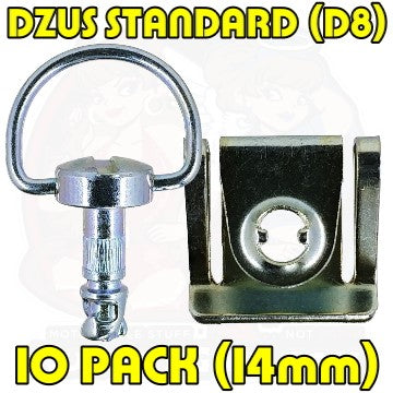 Dzus D8 14 mm D Ring Clip On Silver 10 Pack