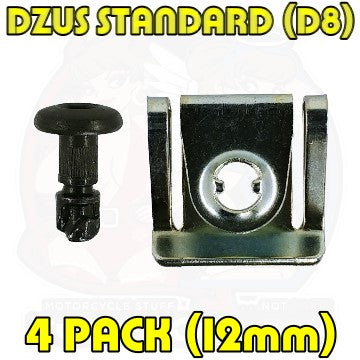 Dzus D8 12 mm Button Head Bolt Clip On Black 4 Pack