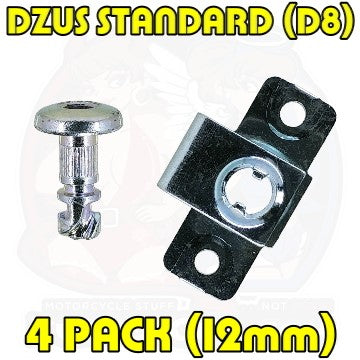 Dzus D8 12 mm Button Head Rivet On Silver 4 Pack