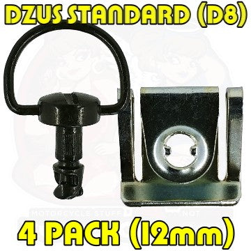 Dzus D8 12 mm D Ring Bolt Clip On Black 4 Pack