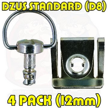 4pc: Fiberglass Bodywork, DZUS (D8), D-Ring, Clip-On, Silver, WL=12mm