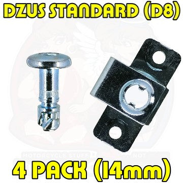 4pc: OEM Plastic Bodywork, DZUS (D8), Button Head, Rivet-On, Silver, WL=14mm