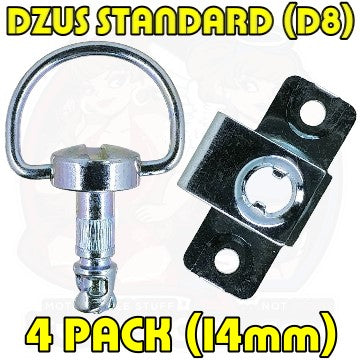 4pc: OEM Plastic Bodywork, DZUS (D8), D-Ring, Rivet-On, Silver, WL=14mm