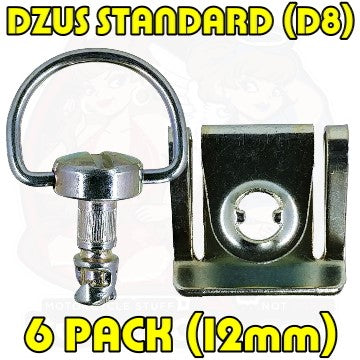 6pc: Fiberglass Bodywork, DZUS (D8), D-Ring, Clip-On, Silver, WL=12mm