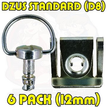 Dzus D8 12 mm D Ring Bolt Clip On Silver 6 Pack
