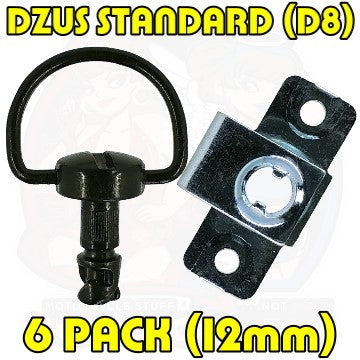 Dzus D8 12 mm D Ring Bolt Rivet On Black 6 Pack