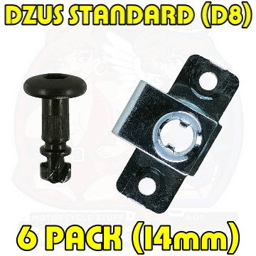 Dzus D8 14 mm Button Head Bolt Rivet On Black 6 Pack