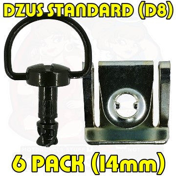 Dzus D8 14 mm D Ring Bolt Clip On Black 6 Pack