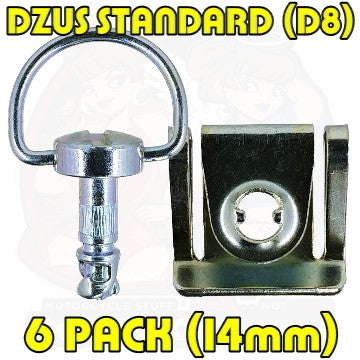 Dzus D8 14 mm D Ring Bolt Clip On Silver 6 Pack