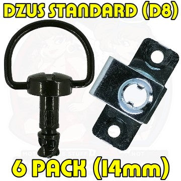 Dzus D8 14 mm D Ring Bolt Rivet On Black 6 Pack