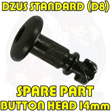 Spare Part: 1pc, DZUS (D8), Button Head, Black, WL=14mm
