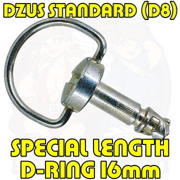 Dzus D8 Special Length 16 mm D Ring Bolt Silver