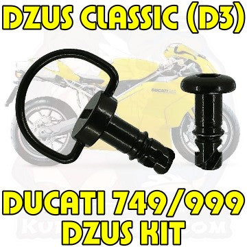 9pc: Ducati 749 & 999 Kit, Dzus Classic (D3), D-Ring & Button Head, Black, WL=14mm