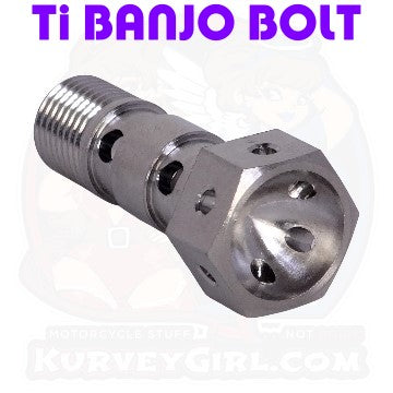 Titanium Banjo Bolt - Double Line - M10x1.0 Fine Thread