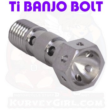 Titanium Banjo Bolt - Double Line - M10x1.25 Coarse Thread