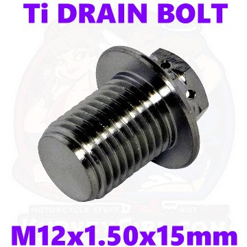 Titanium Drain Bolt - M12x1.50x15mm - Double Drive (KGO-1)