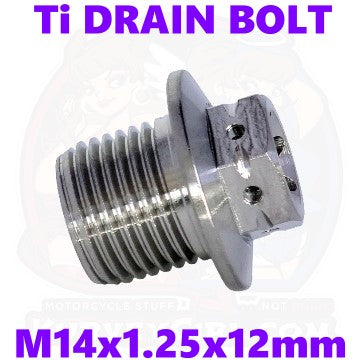 Titanium Drain Bolt M14 x 1.25 x 12 mm Double Drive KGO-3