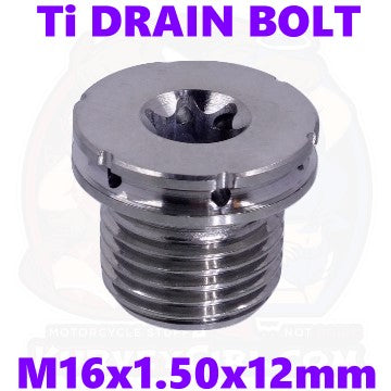 Titanium Drain Bolt M16 x 1.50 x 12 mm Flush Mount KGO-5
