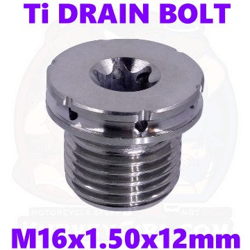 Titanium Drain Bolt - M16x1.50x12mm - Flush Mount (KGO-5)